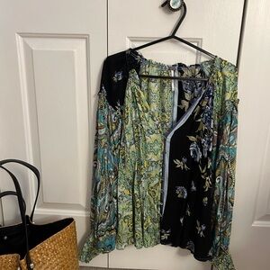 Free People Boho blouse in multi colors and patterns. NWO TAGS. Never worn.